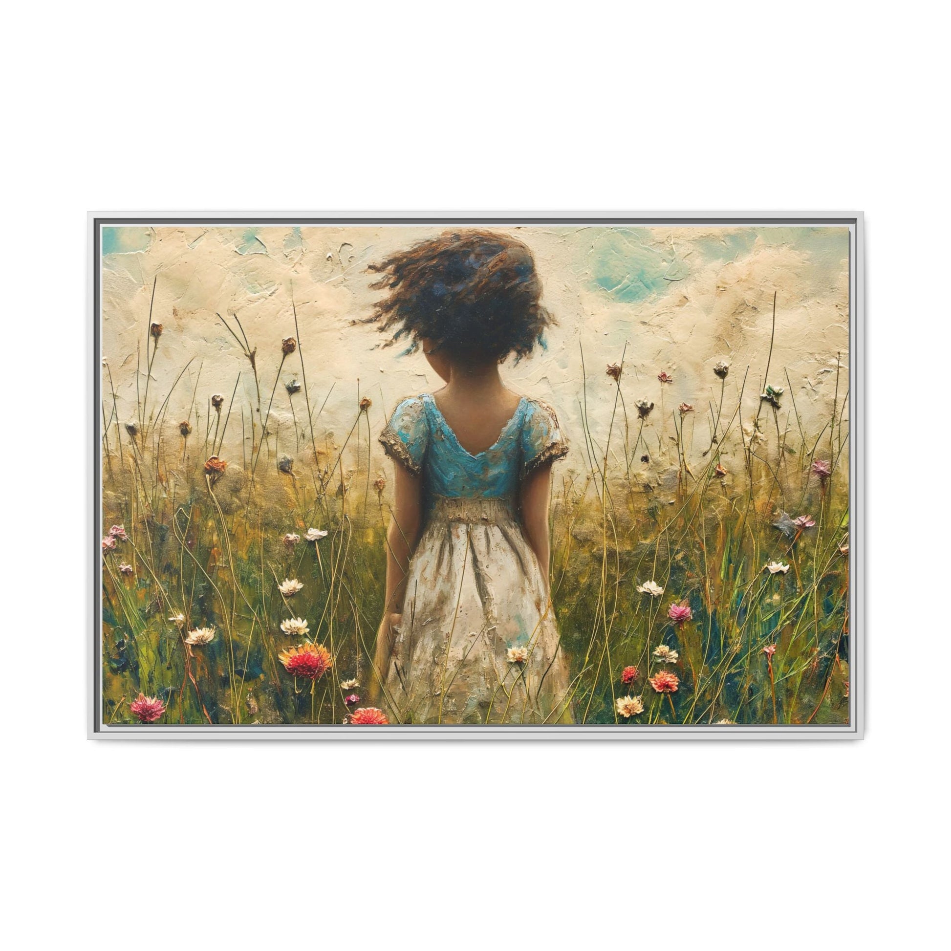 Young Girl In Flowers Wall Art - Graceful Portrait of Girl Surrounded by Flowers for Home Décor