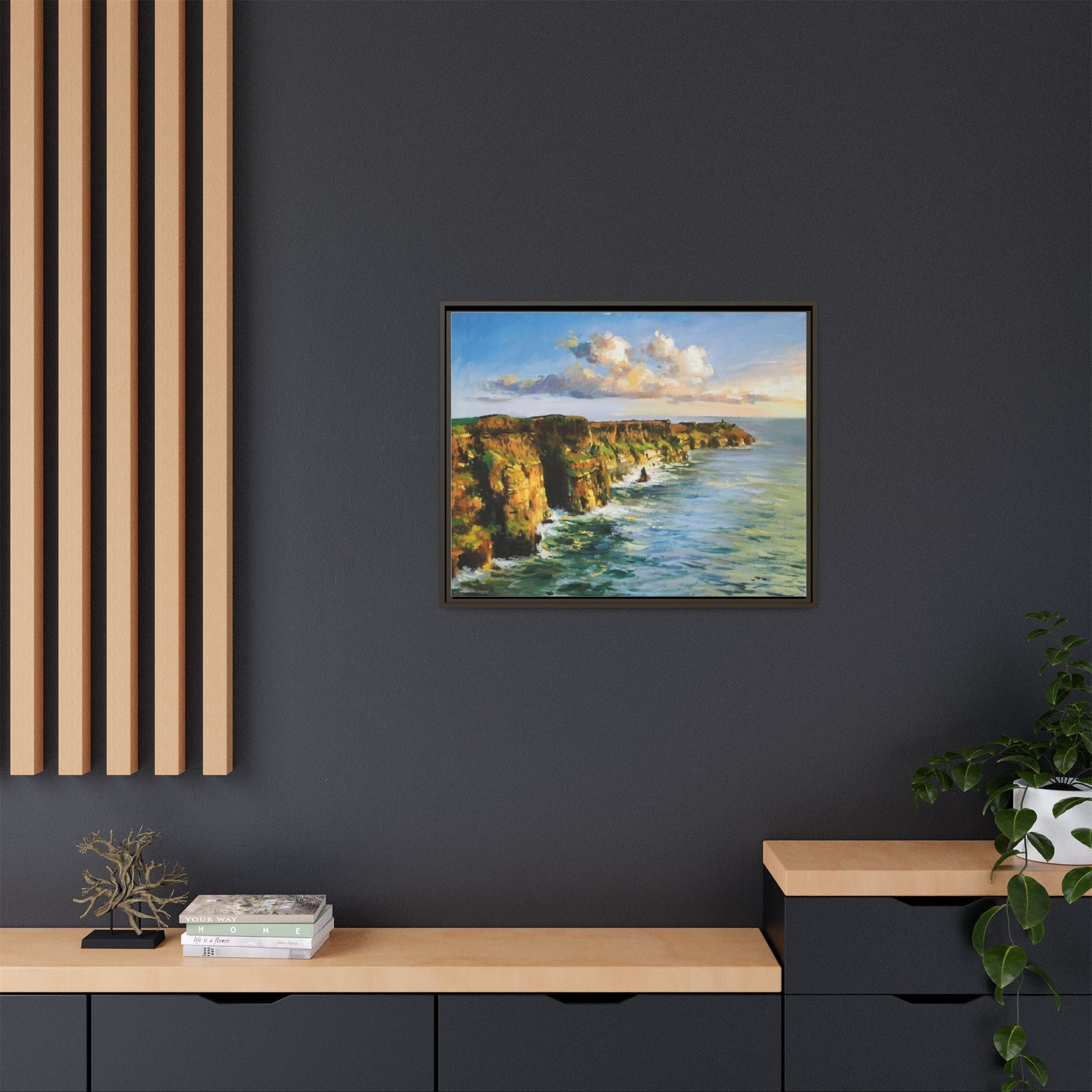 Cliffs of Moher wall art showcasing the dramatic Irish coastline, printed on high-quality canvas to bring natural beauty into your home décor.