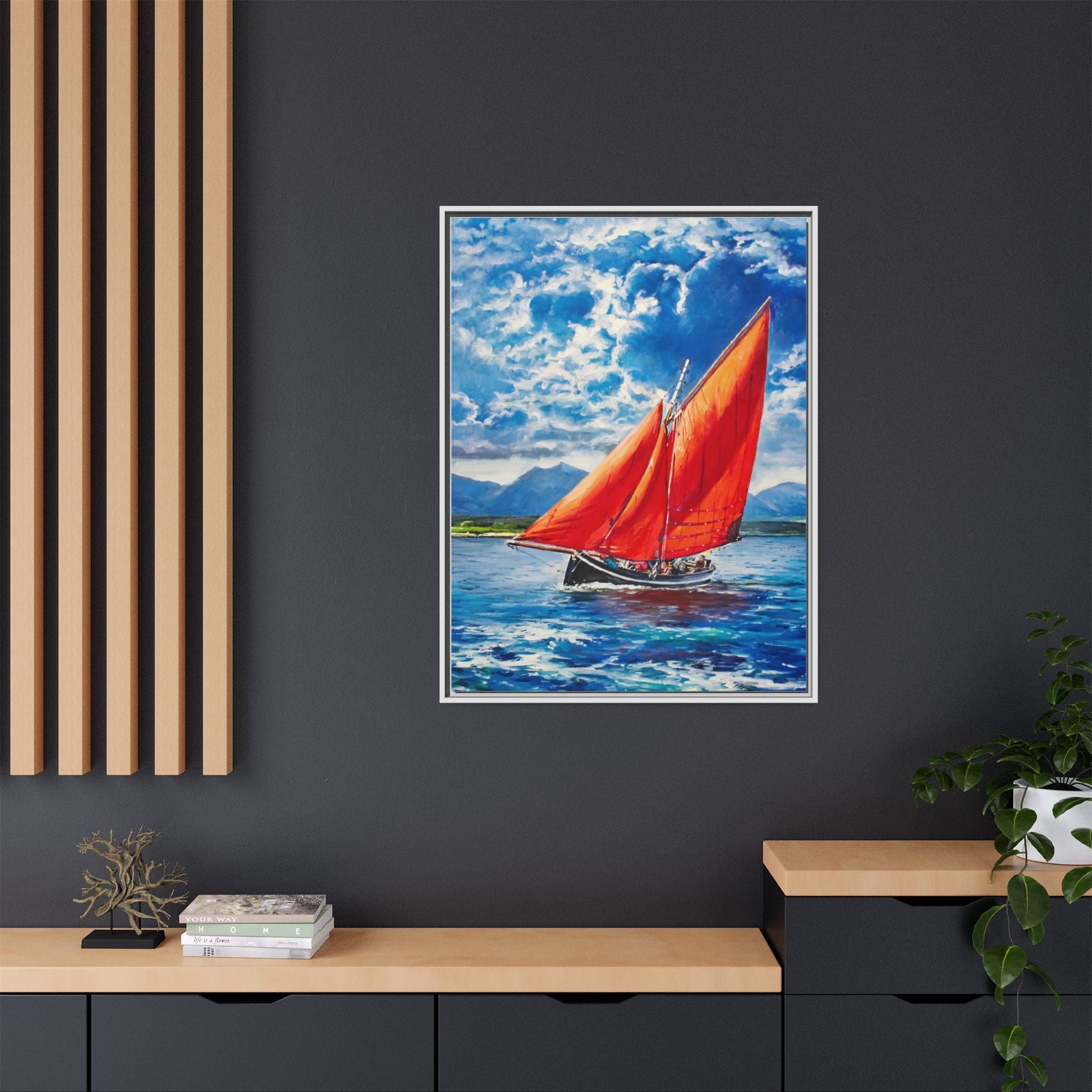 Single Galway Hooker – Premium Pinewood Art Frame for Timeless Décor