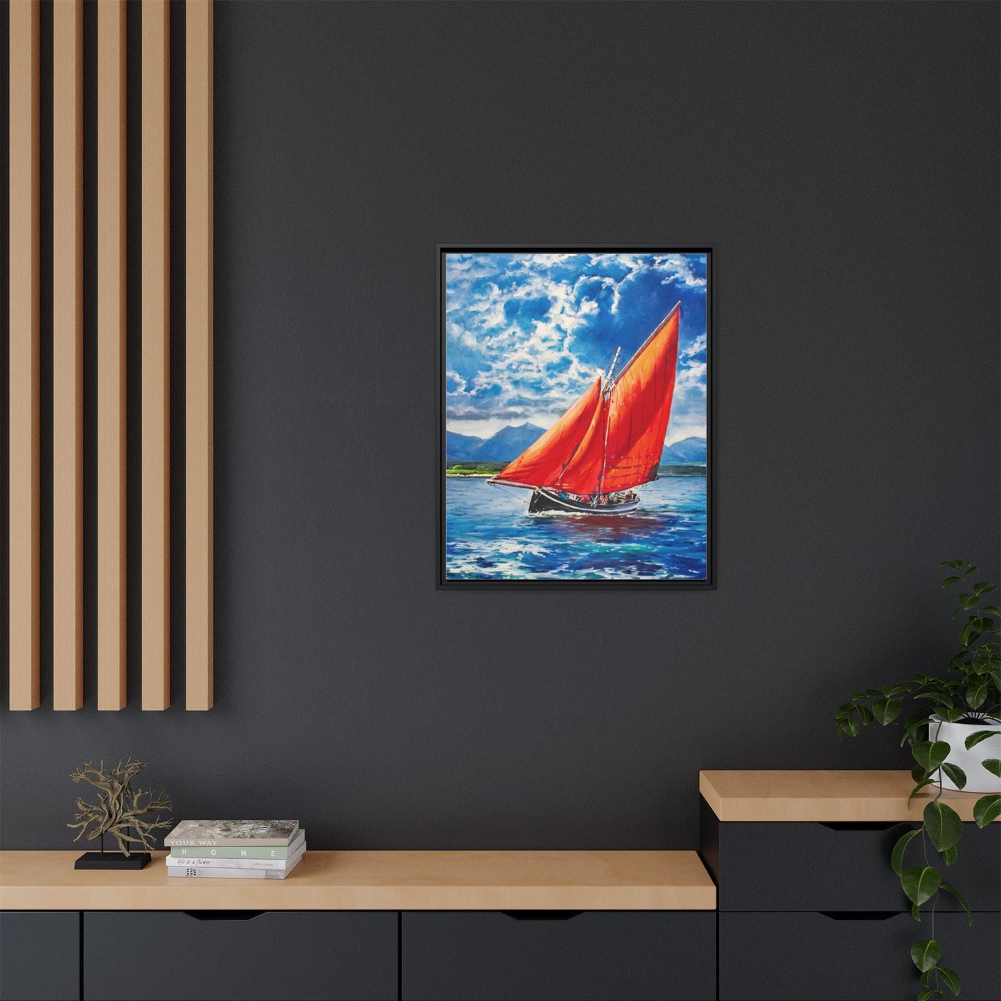 Single Galway Hooker – Premium Pinewood Art Frame for Timeless Décor