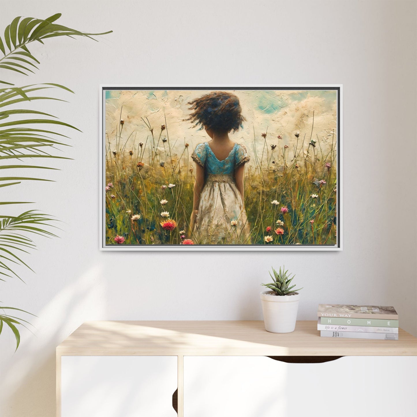 Young Girl In Flowers Wall Art - Graceful Portrait of Girl Surrounded by Flowers for Home Décor