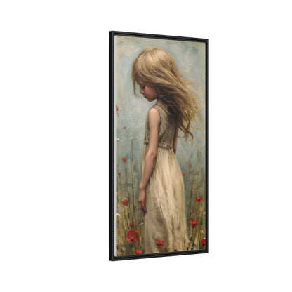 Young Girl In Flowers – Elegant pinewood-framed wall art featuring a high-quality cotton-polyester canvas with vibrant colors and a timeless design.