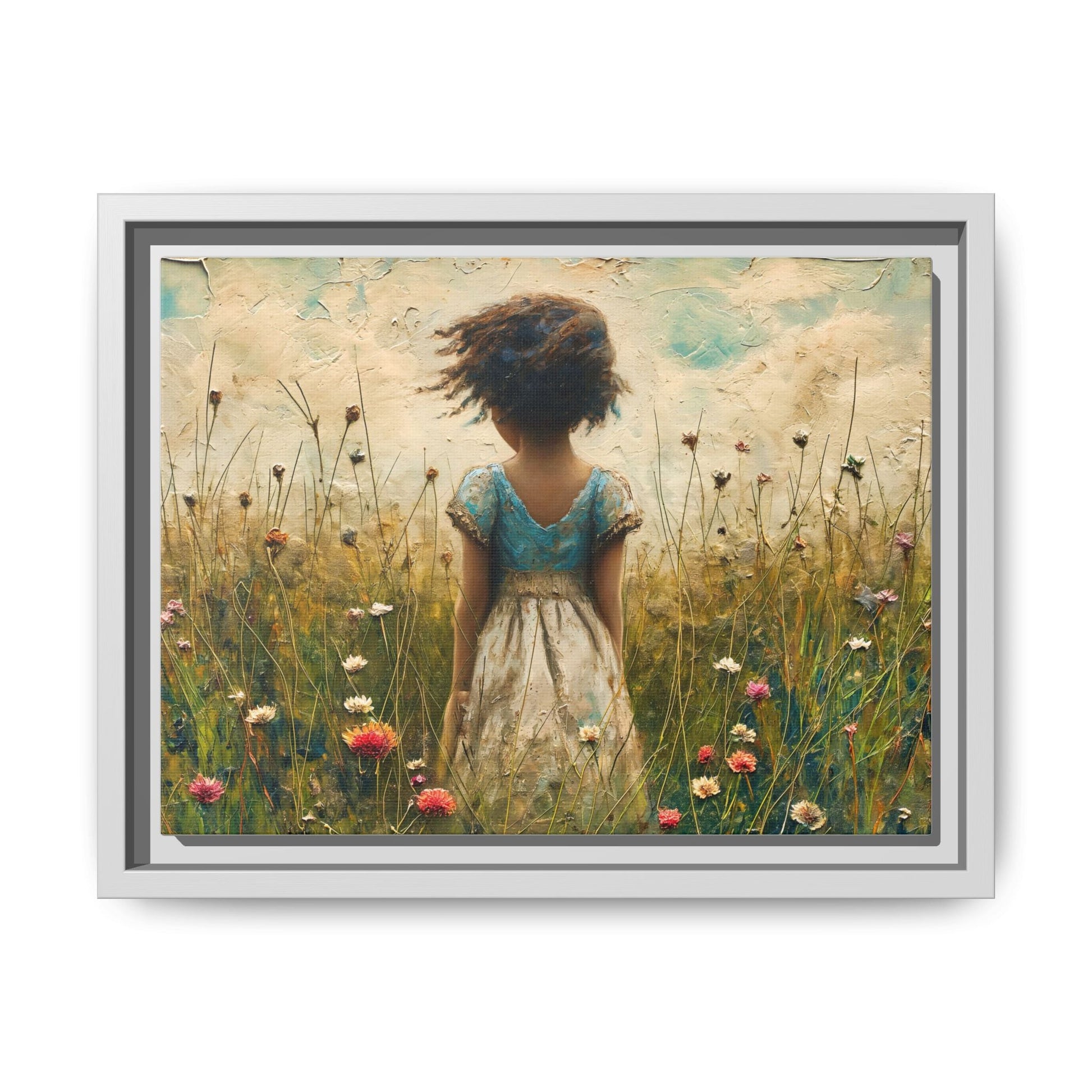 Young Girl In Flowers Wall Art - Graceful Portrait of Girl Surrounded by Flowers for Home Décor