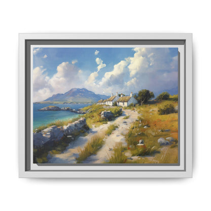 Blustery Day wall art featuring a dramatic wind-swept landscape in a pinewood frame.