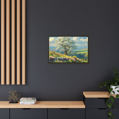 Whitethorn in Bloom wall art featuring a vibrant scene of blooming whitethorn trees, printed on high-quality canvas for a natural and timeless décor.