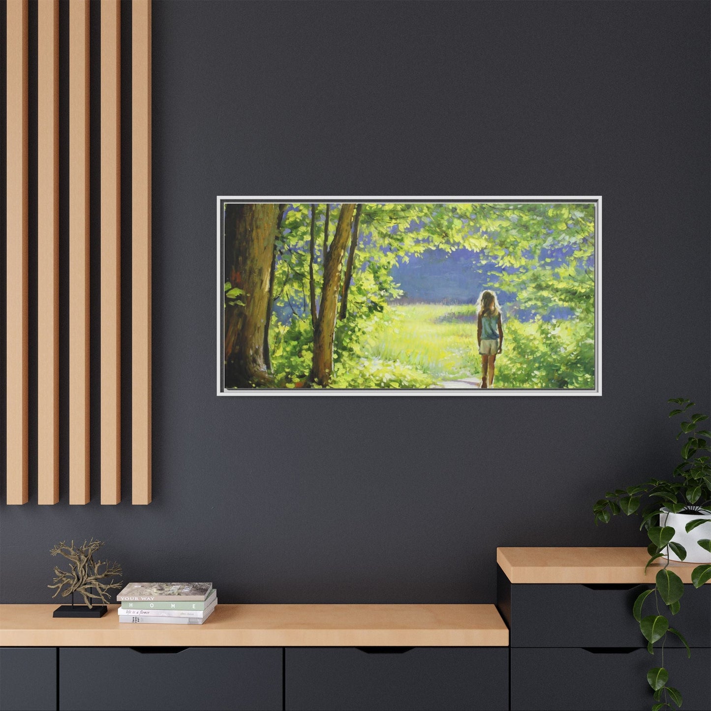 INTO THE LIGHT 11 – A captivating artwork featuring a luminous scene that evokes a sense of depth, movement, and serenity, framed in premium pinewood for timeless décor.