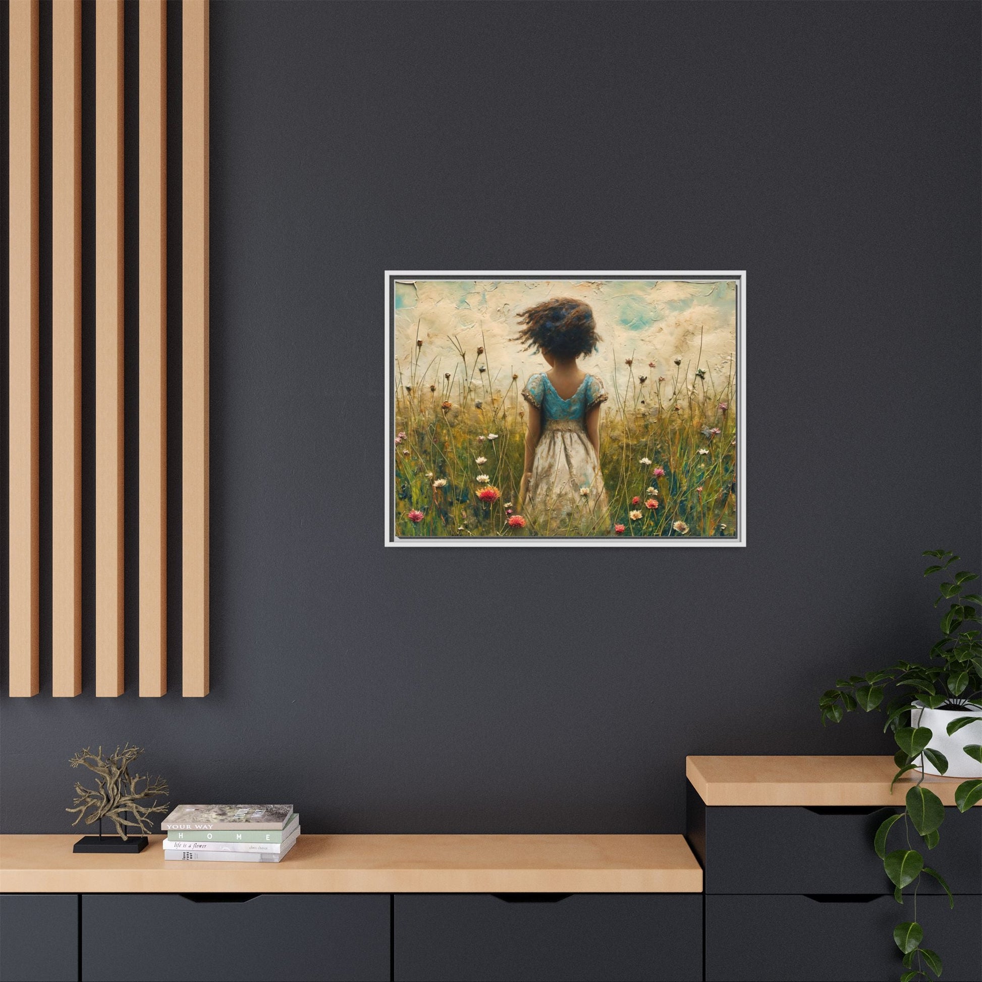 Young Girl In Flowers Wall Art - Graceful Portrait of Girl Surrounded by Flowers for Home Décor