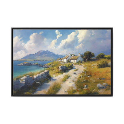 Blustery Day wall art featuring a dramatic wind-swept landscape in a pinewood frame.