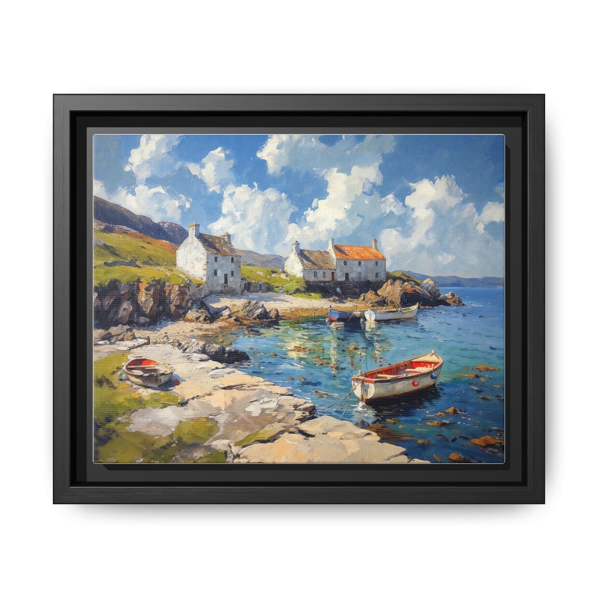 Island Harbour Coastal Landscape - Serene Wall Art Print for Home Décor