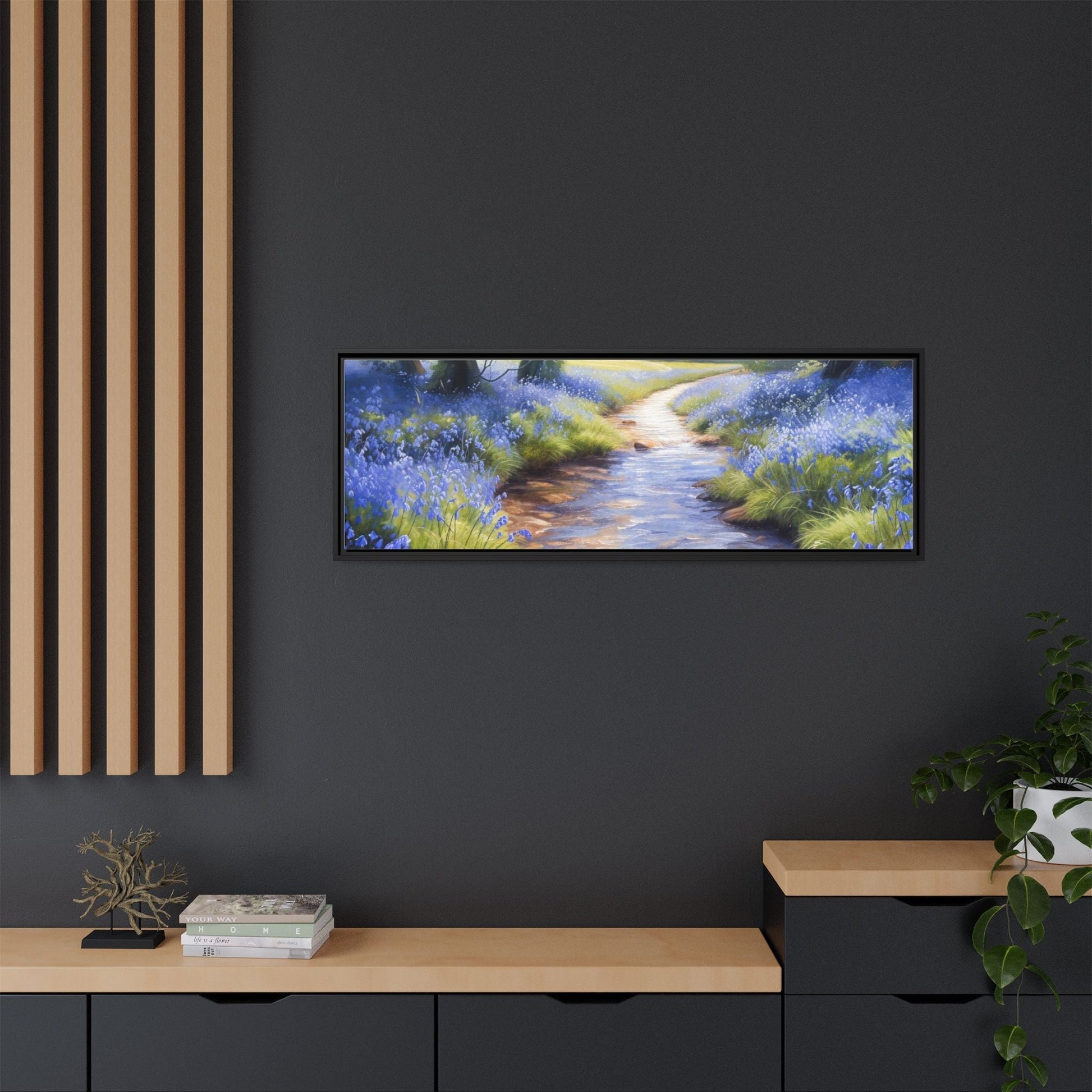 Bluebell Stream Wall Art - Serene Nature Landscape Canvas Print