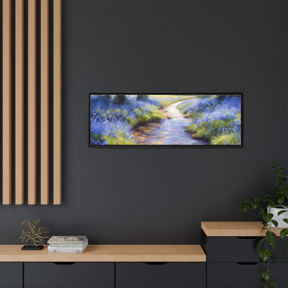 Bluebell Stream Wall Art - Serene Nature Landscape Canvas Print