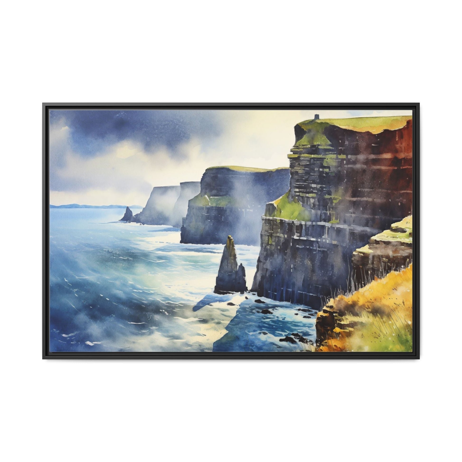 Watercolour of Cliffs of Moher – Beautiful Coastal Landscape Canvas Print