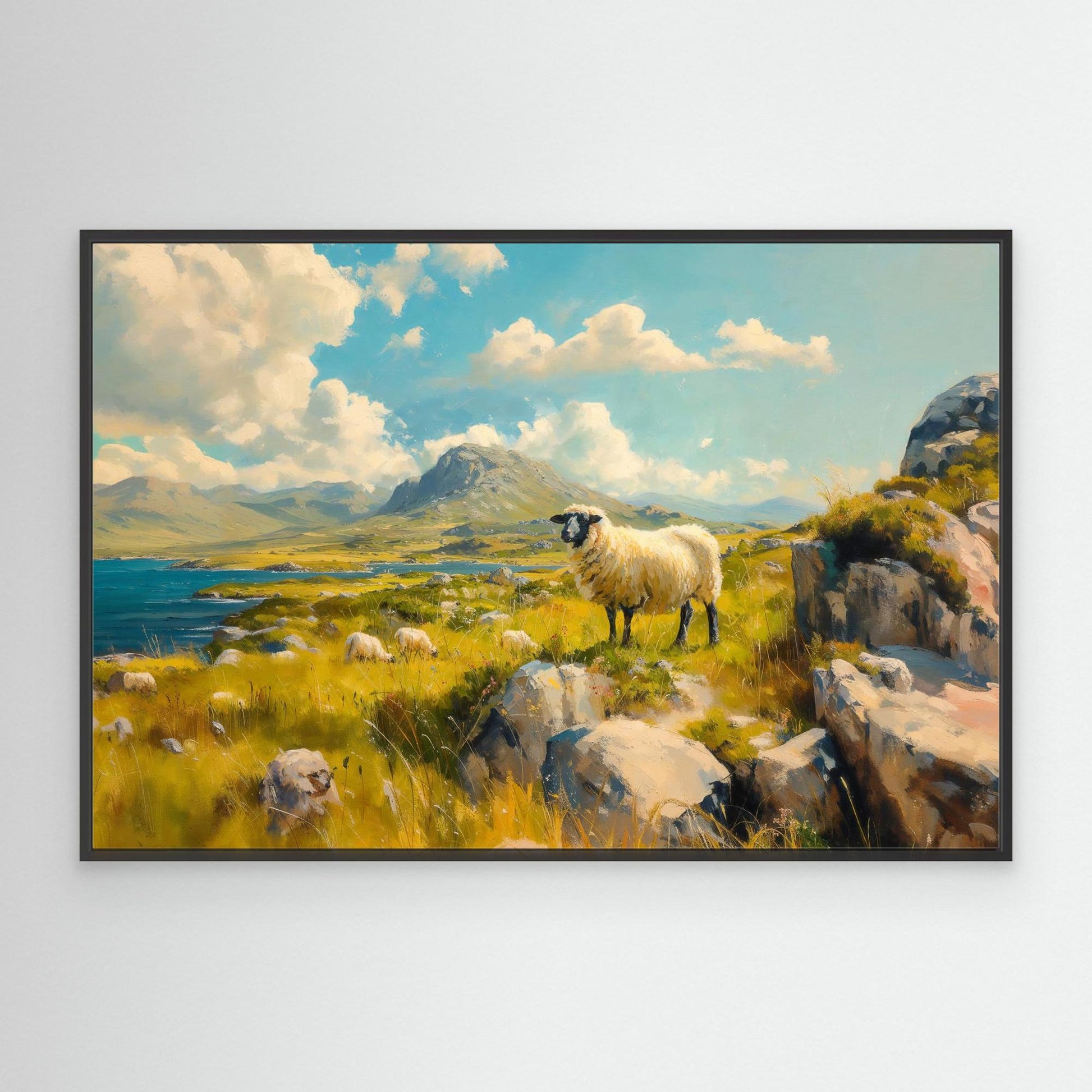 Black Faced Sheep On A Hill